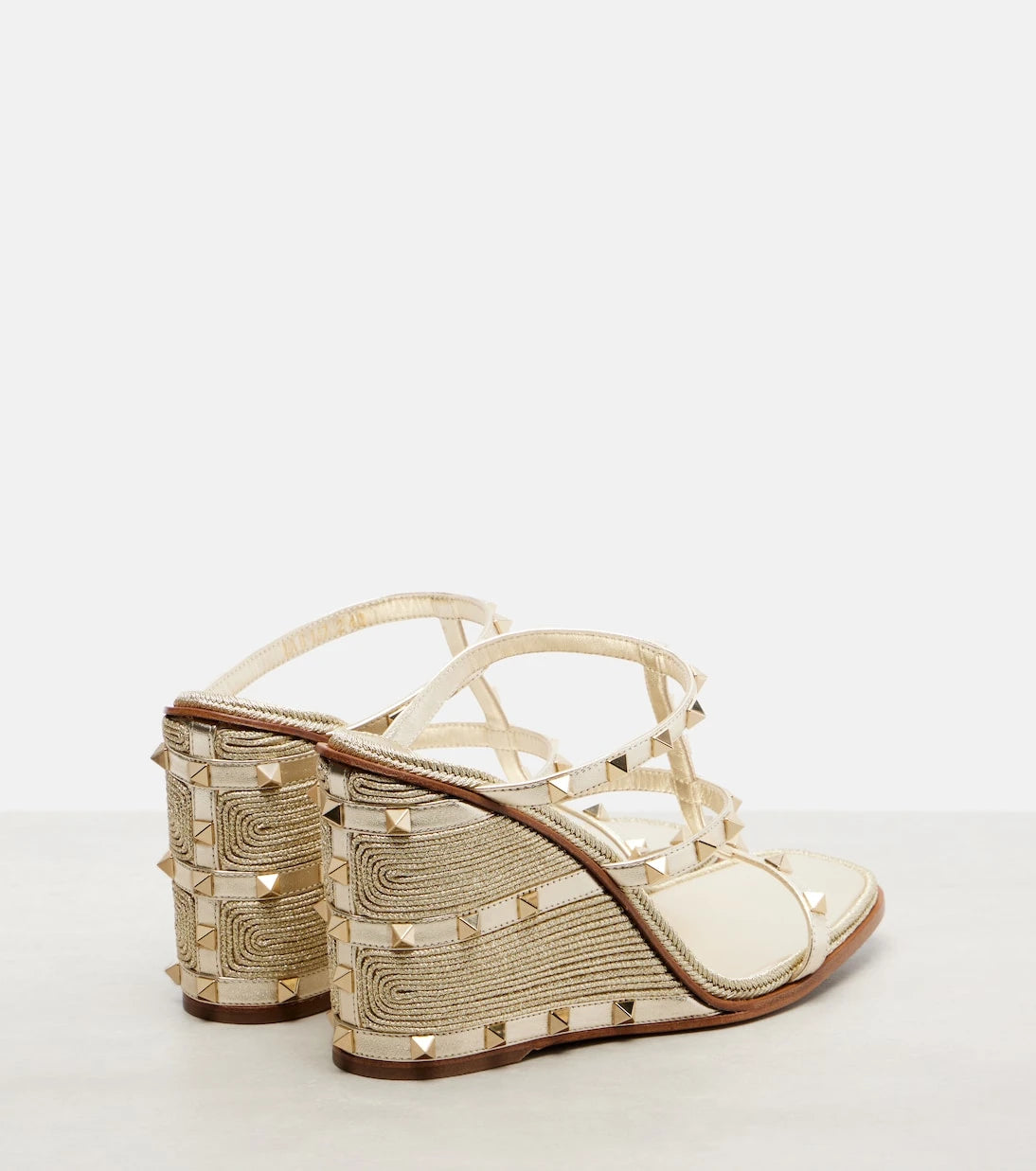 Valentino Garavani - Rockstud metallic leather espadrille wedges