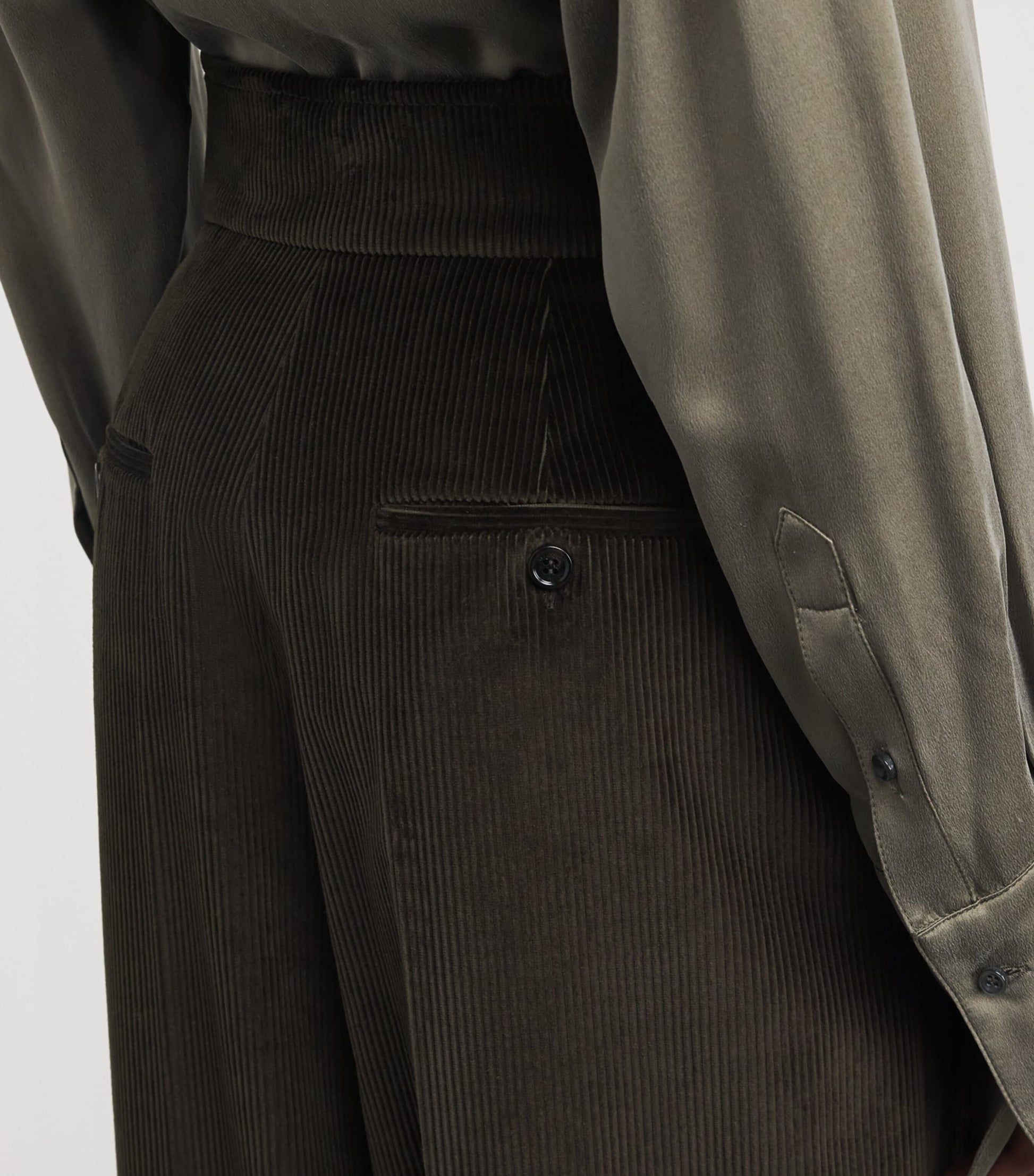 Green Corduroy Wide-Leg Trousers