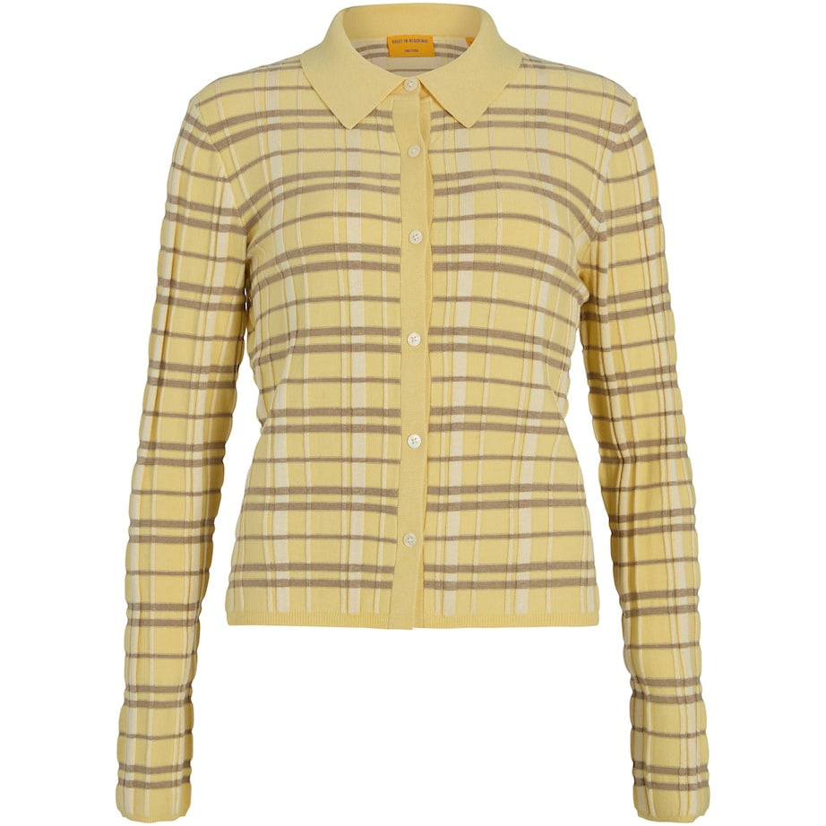 Yellow Silk-Linen Plaid Elle Shirt