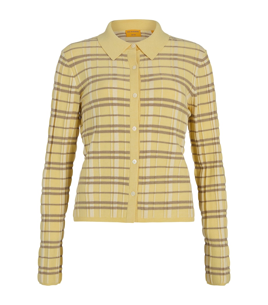 Yellow Silk-Linen Plaid Elle Shirt