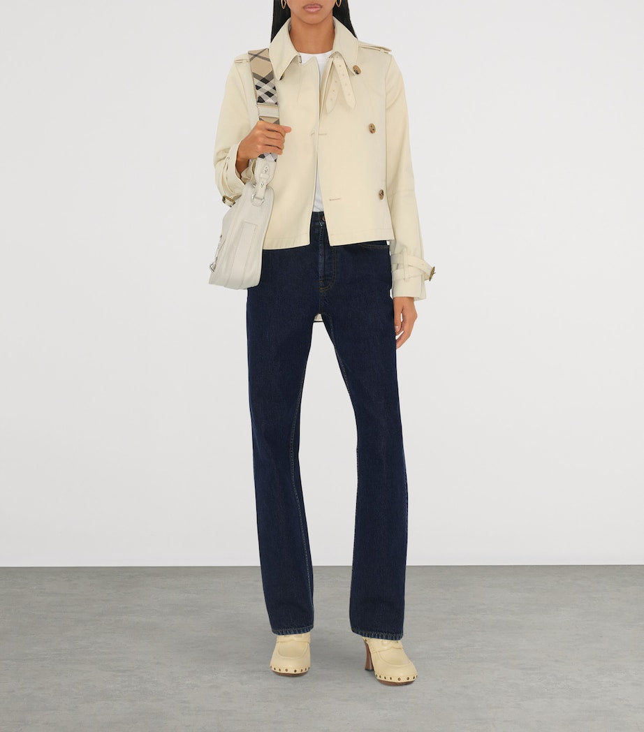 Burberry White Small Calf Leather B Clip Messenger Bag