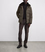 Brown Wool-Silk Green Storm System Mink-Trim Puffer Jacket