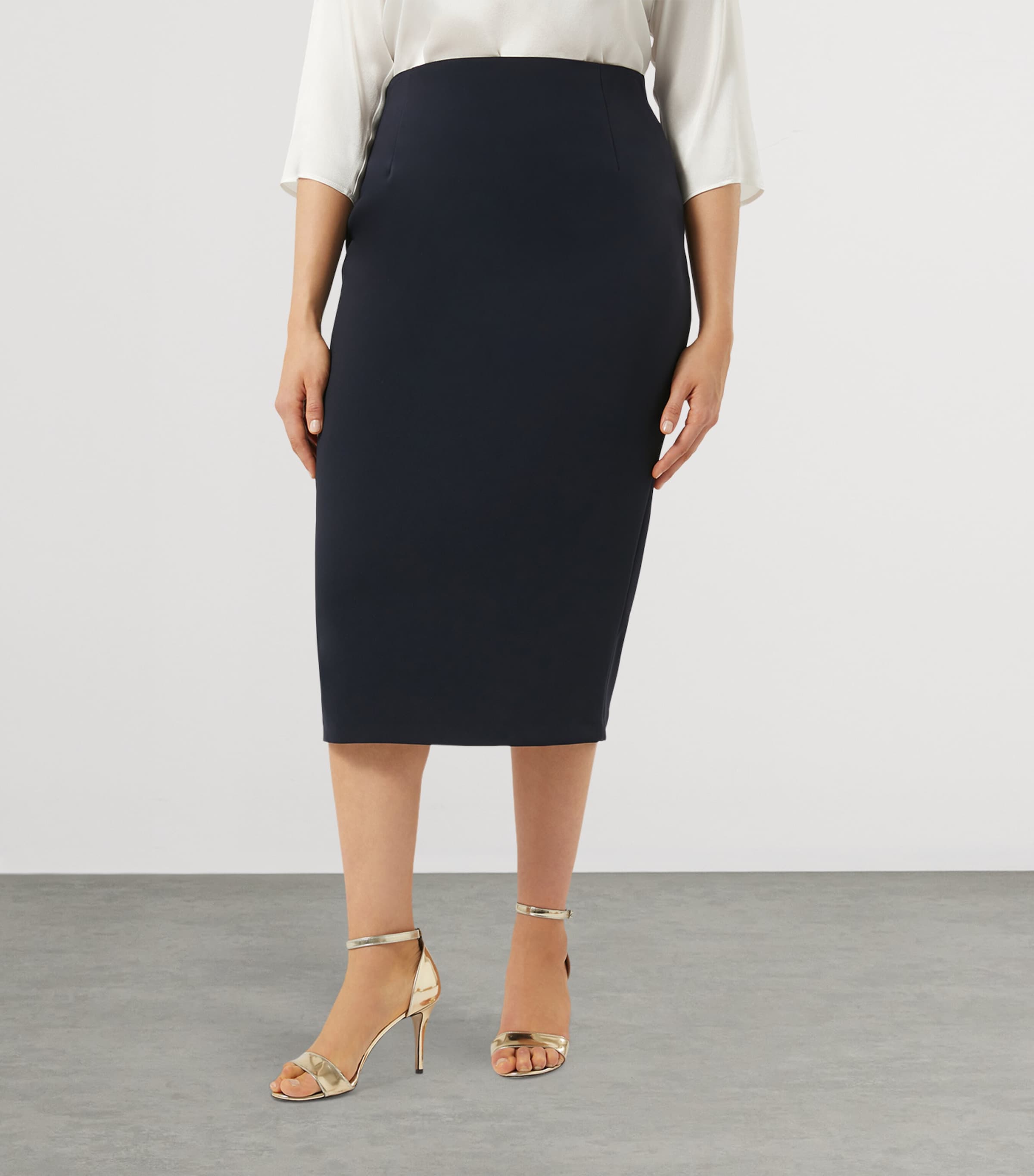 Blue Cady Colonna Midi Pencil Skirt