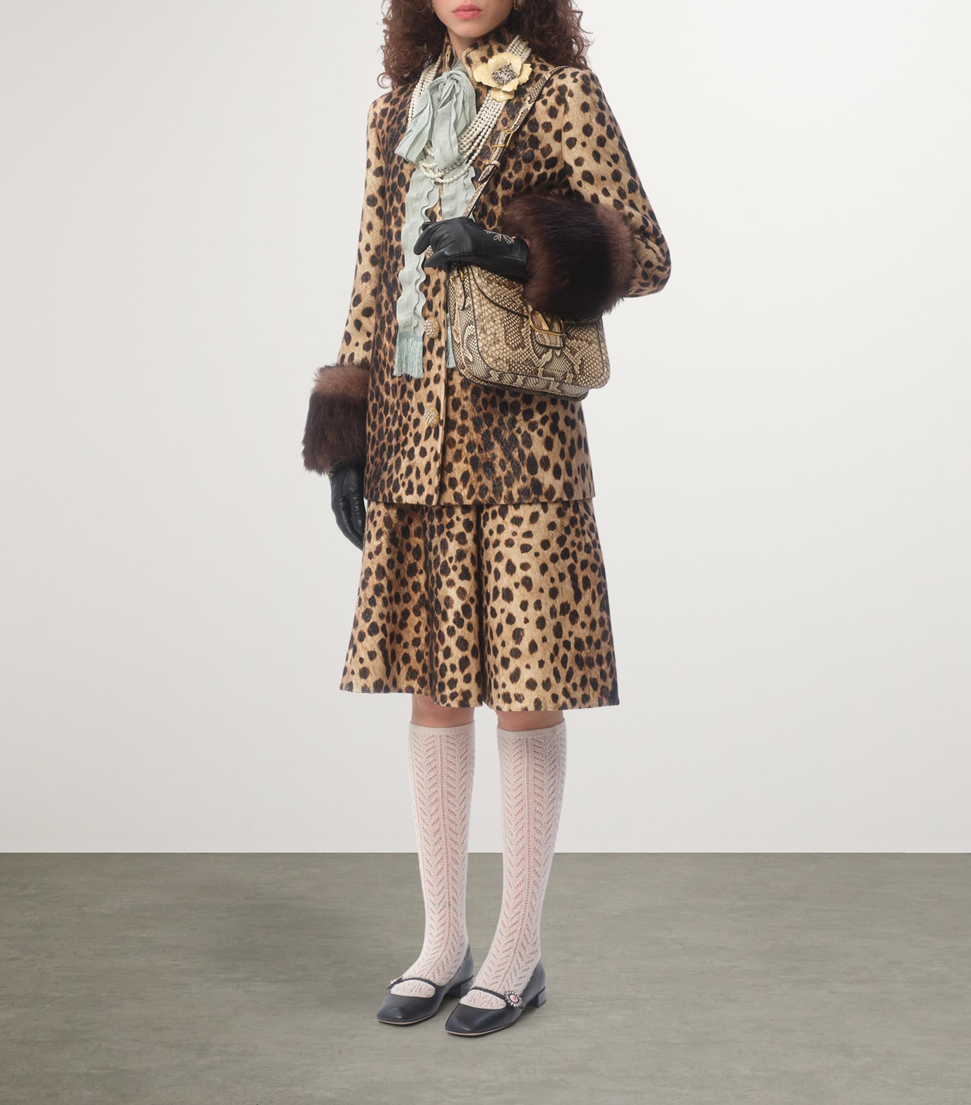 Valentino Beige Wool Printed Mini Skirt