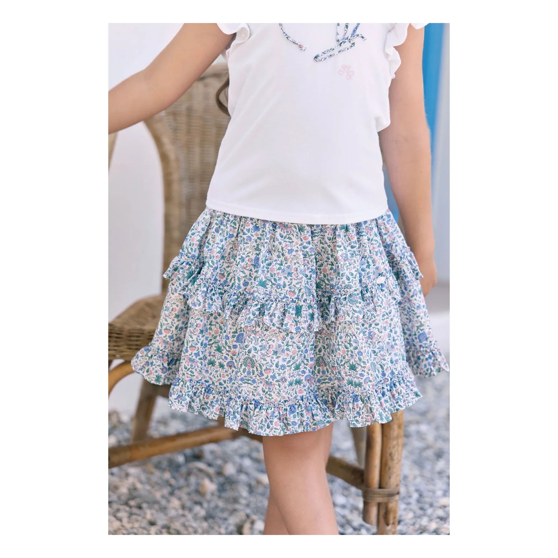 Tartine et Chocolat - Liberty Ruffle Skirt | White