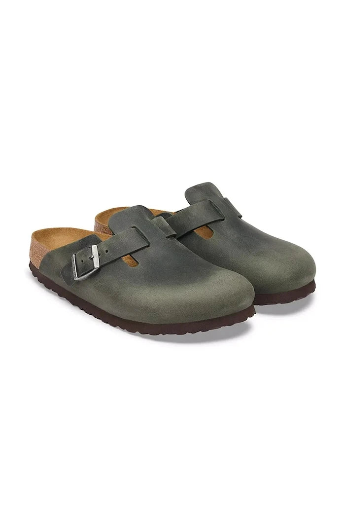 Birkenstock чехли сабо мъжки от кожа Boston Oiled Leather