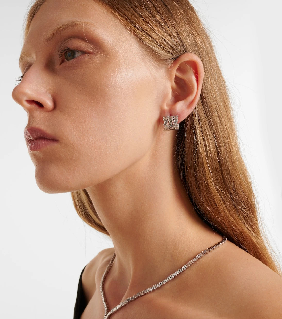 Suzanne Kalan - Rondelle 18kt white gold earrings with diamonds