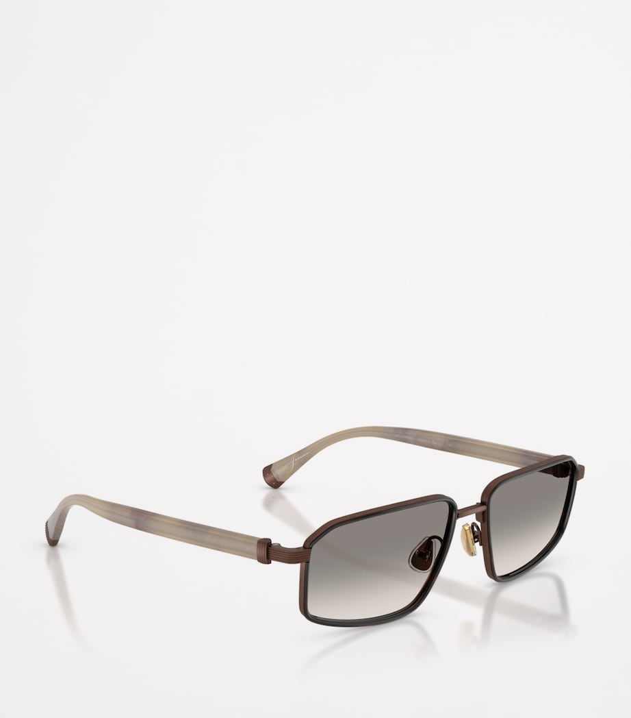 Brunello Cucinelli Titanium Rectangle Jarama Sunglasses