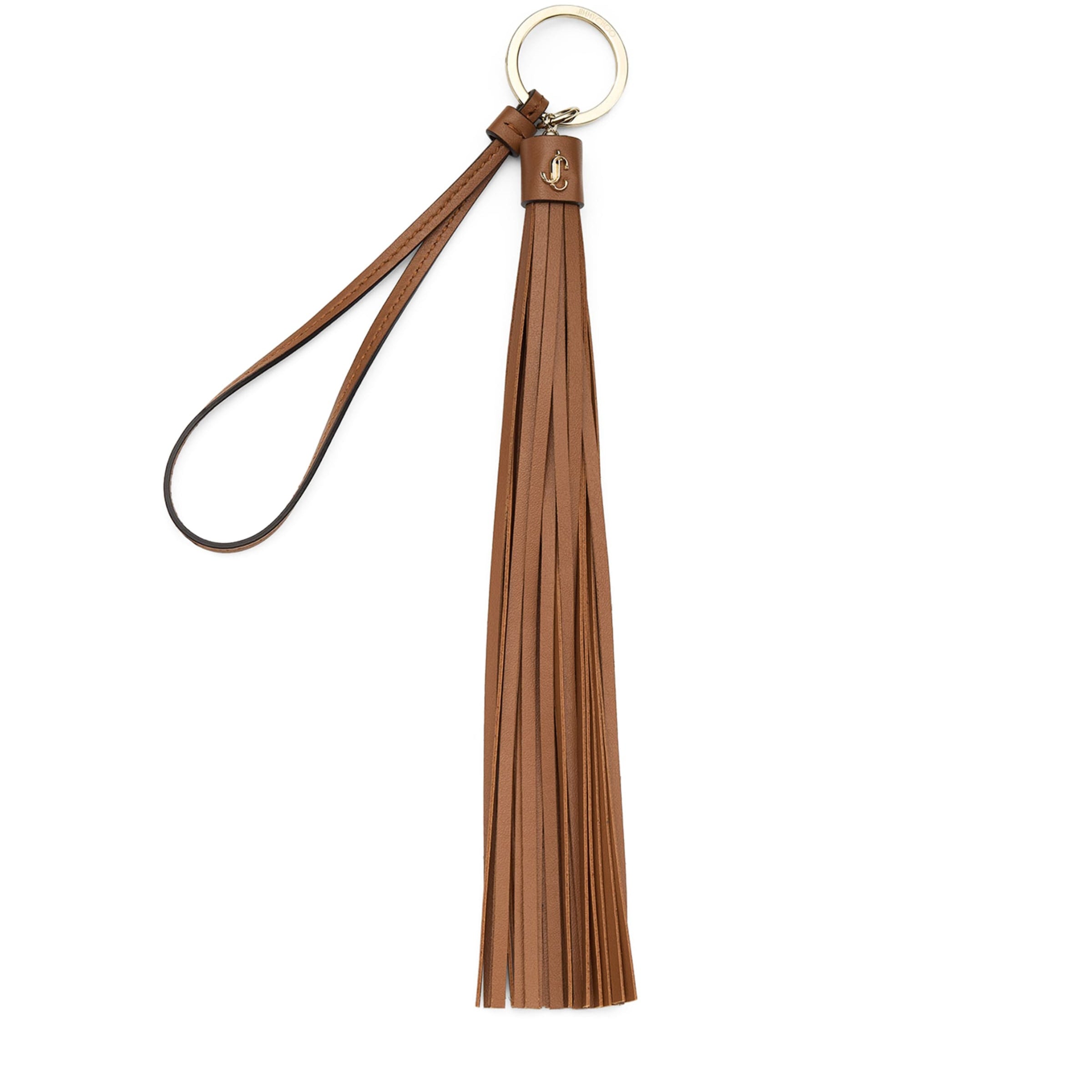 Beige Tassel Leather Keyring Charm