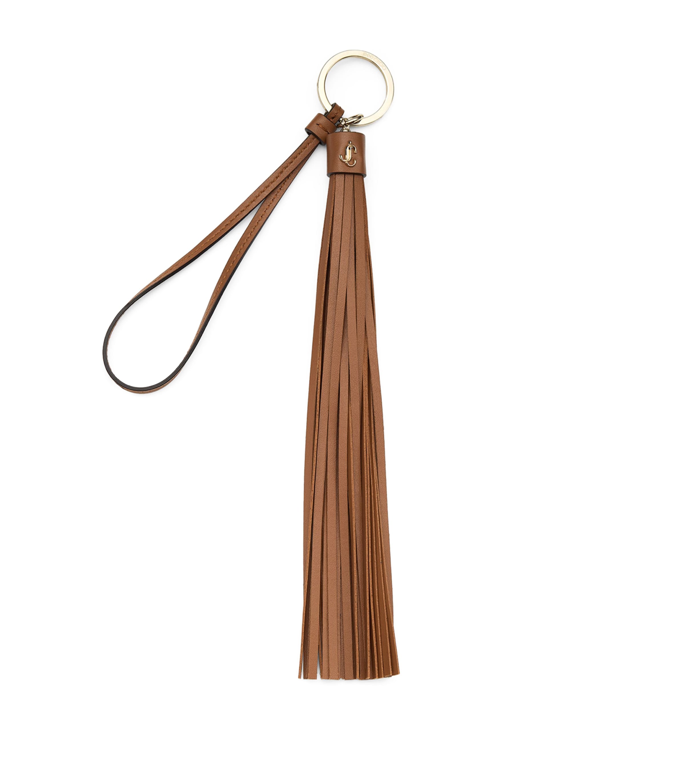 Beige Tassel Leather Keyring Charm