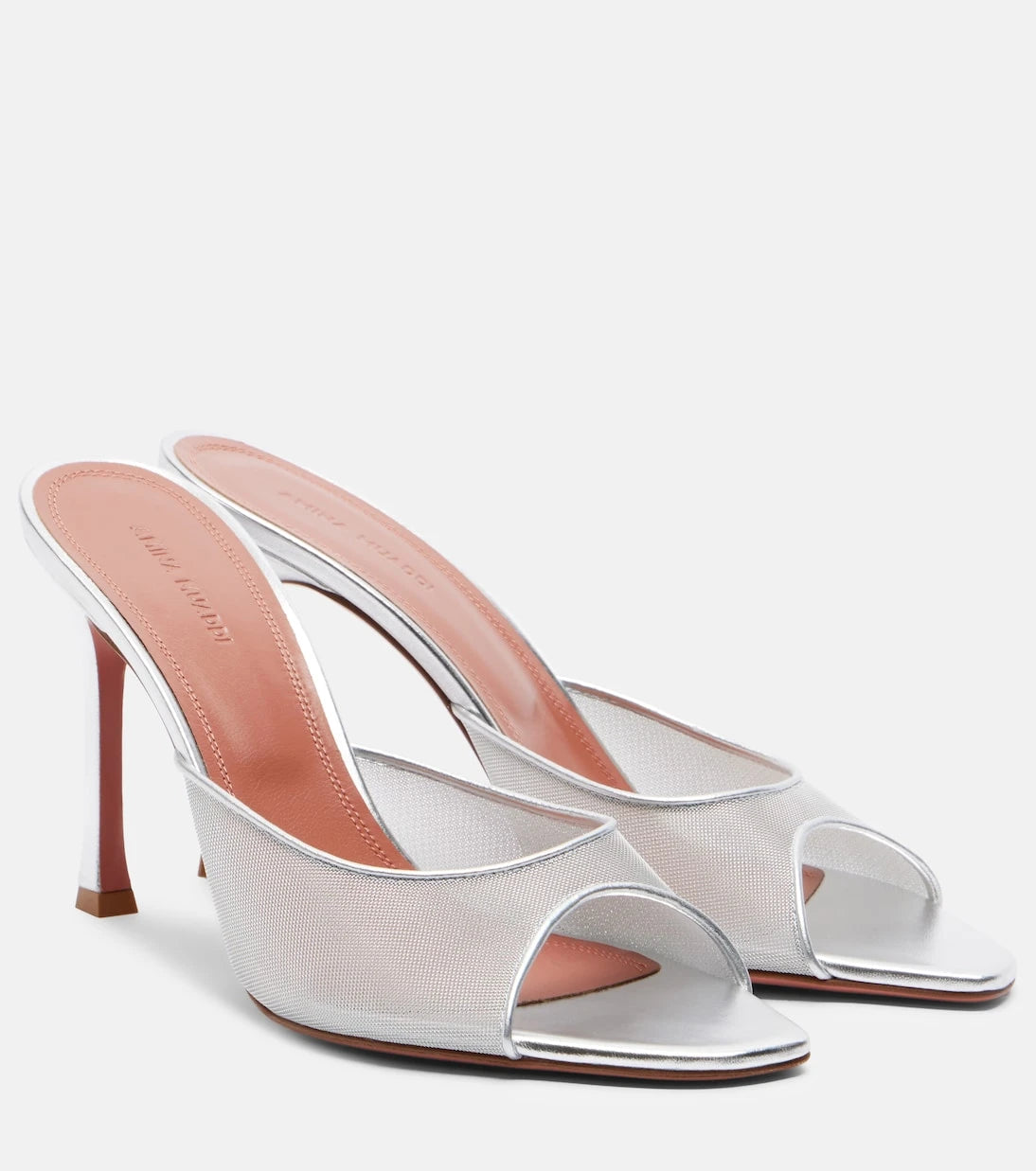 Amina Muaddi - Alexa leather-trimmed mesh mules