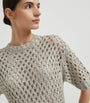 Brunello Cucinelli Grey Net Dazzling Knitted Midi Dress