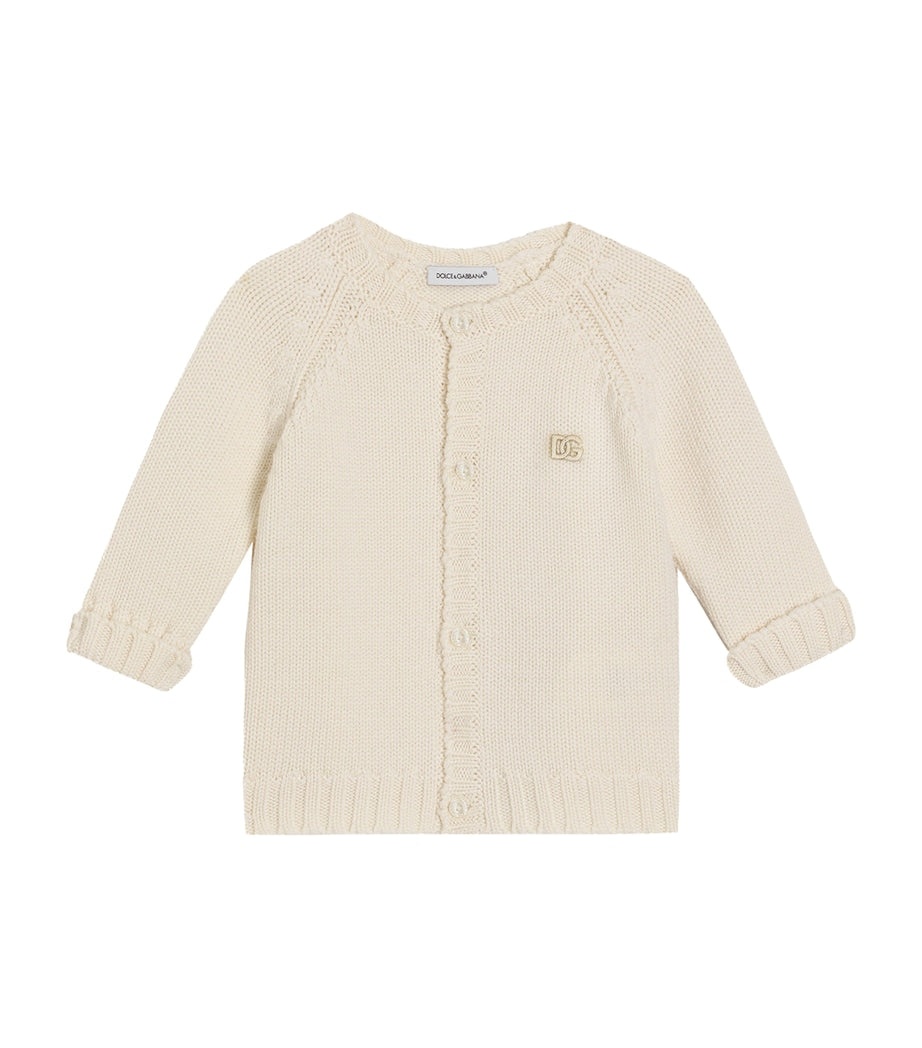 Dolce & Gabbana Kids Virgin Wool Embroidered Logo Cardigan (3-36 Months)