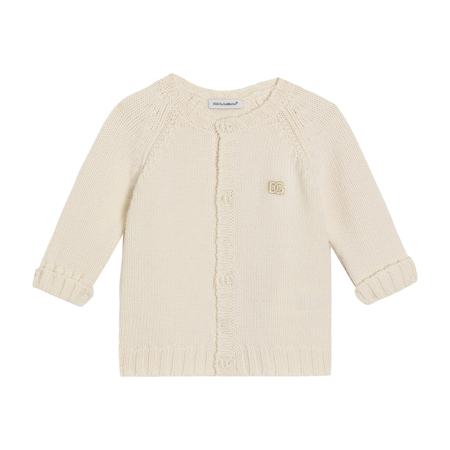 Dolce & Gabbana Kids Virgin Wool Embroidered Logo Cardigan (3-36 Months)