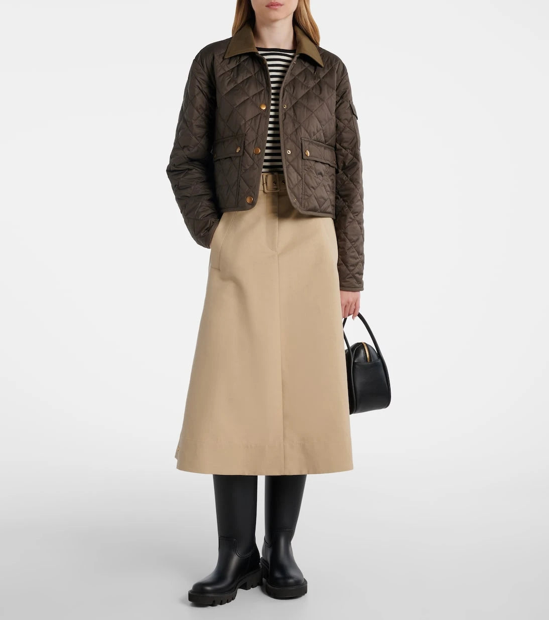 Moncler - Belted cotton midi skirt