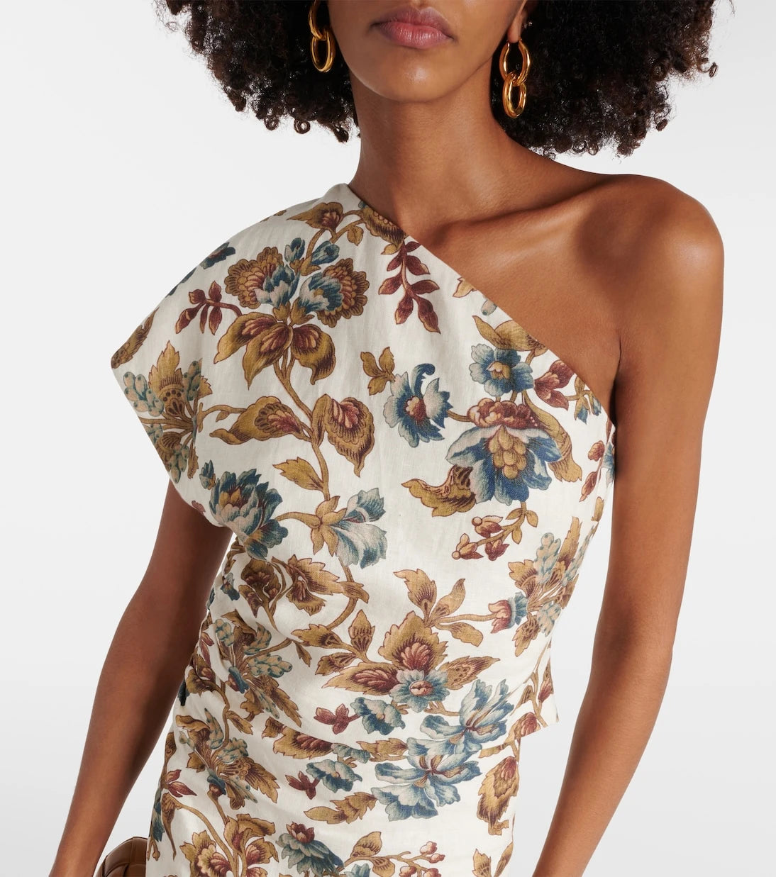 SIR - Eleanora floral one-shoulder linen crop top