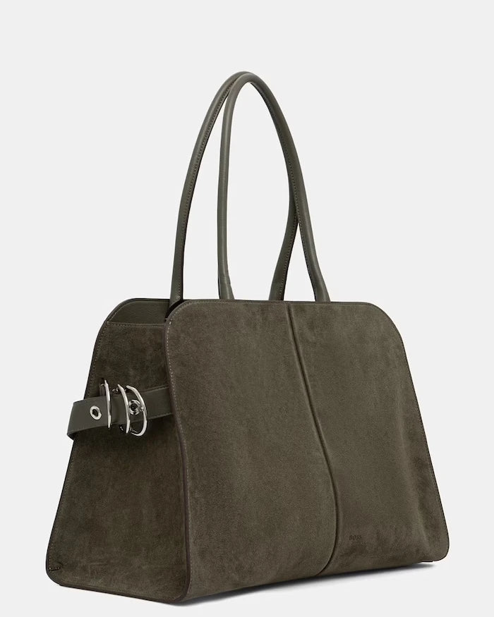 BOSS kadın suni süet alışveriş çantası Clarice Tote SU