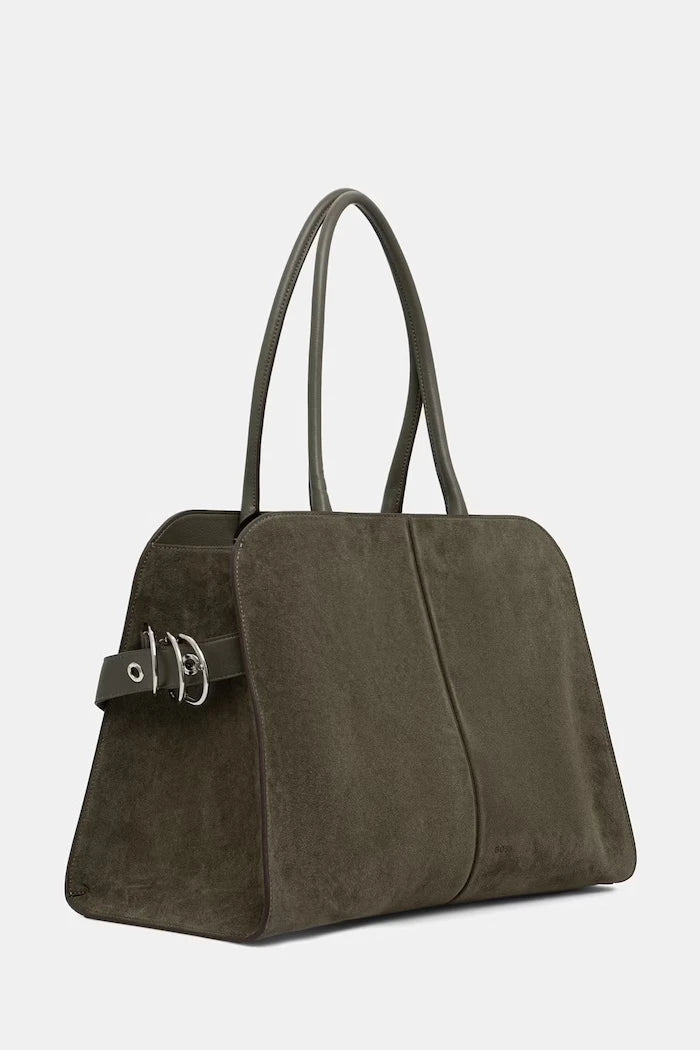 BOSS kadın suni süet alışveriş çantası Clarice Tote SU