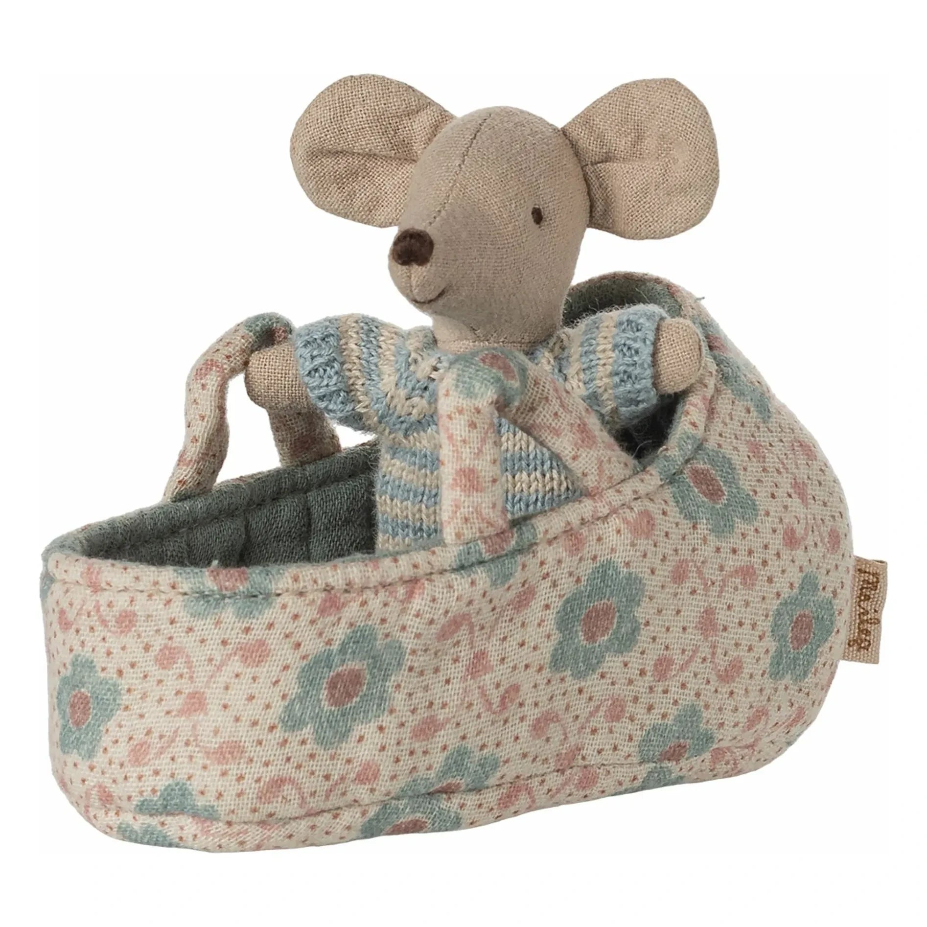 Maileg - Baby mouse in its bassinet | Blue