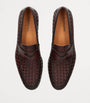 Leather Aston Weave Penny Loafers