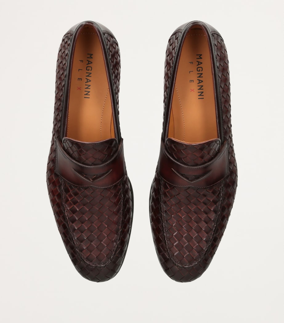 Leather Aston Weave Penny Loafers