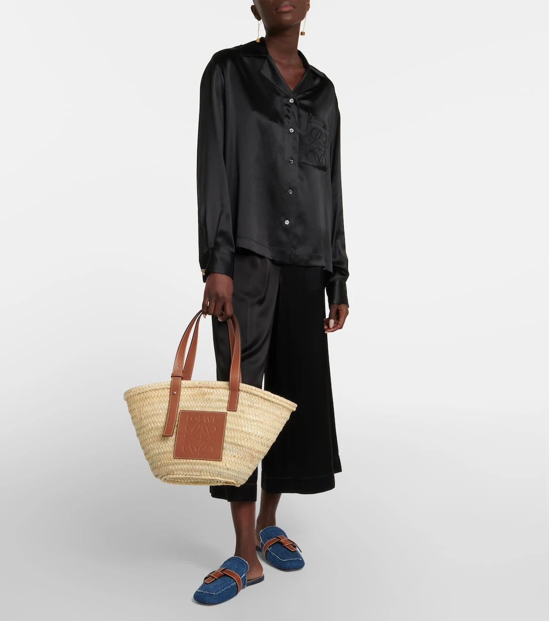Loewe - Medium leather-trimmed basket tote