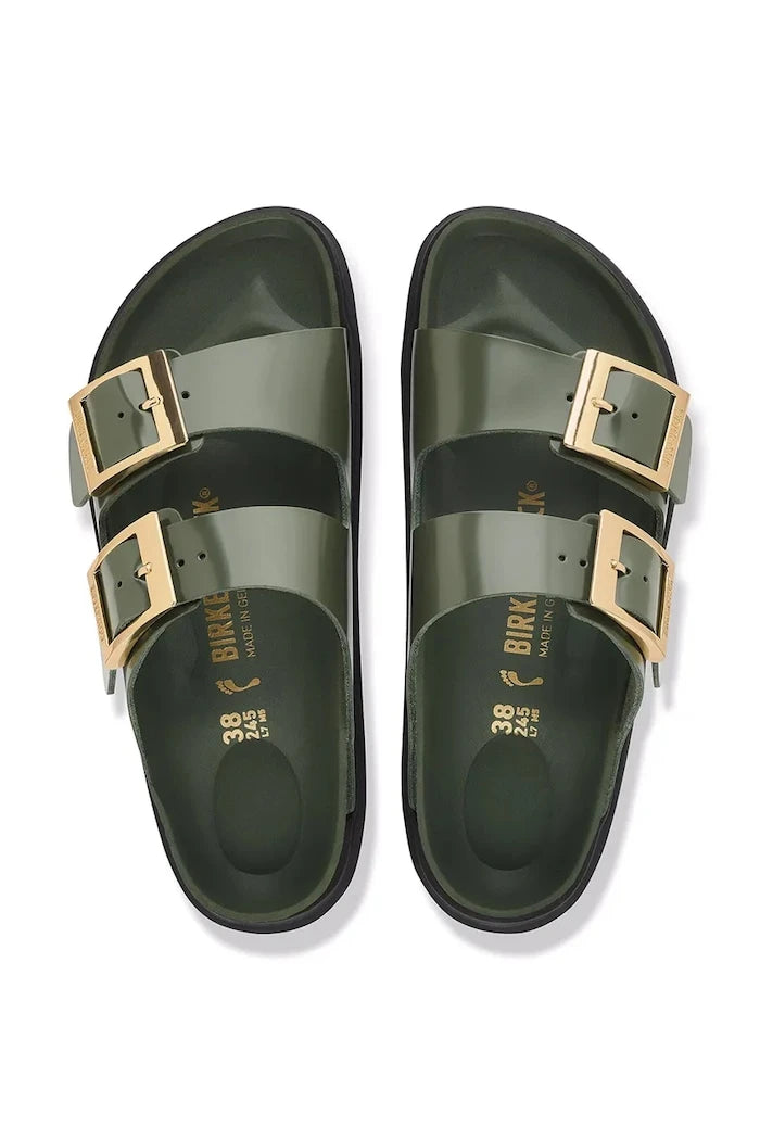 Birkenstock Kadın Deri Terlik Arizona Droplet Buckle Natural Leather Patent