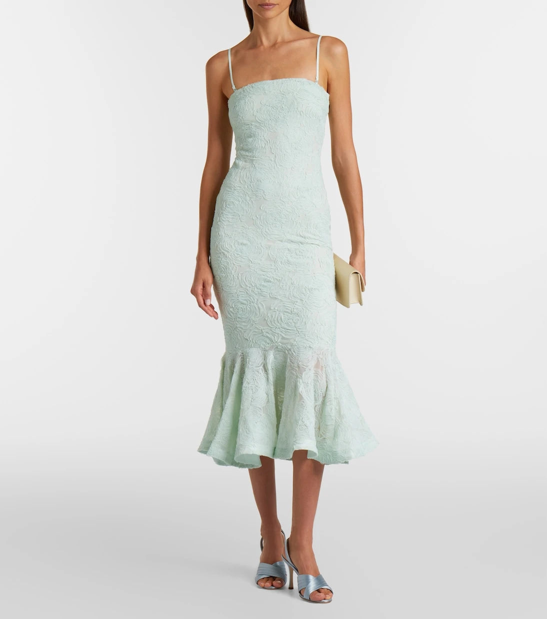 Rotate - Floral-appliqué mesh midi dress