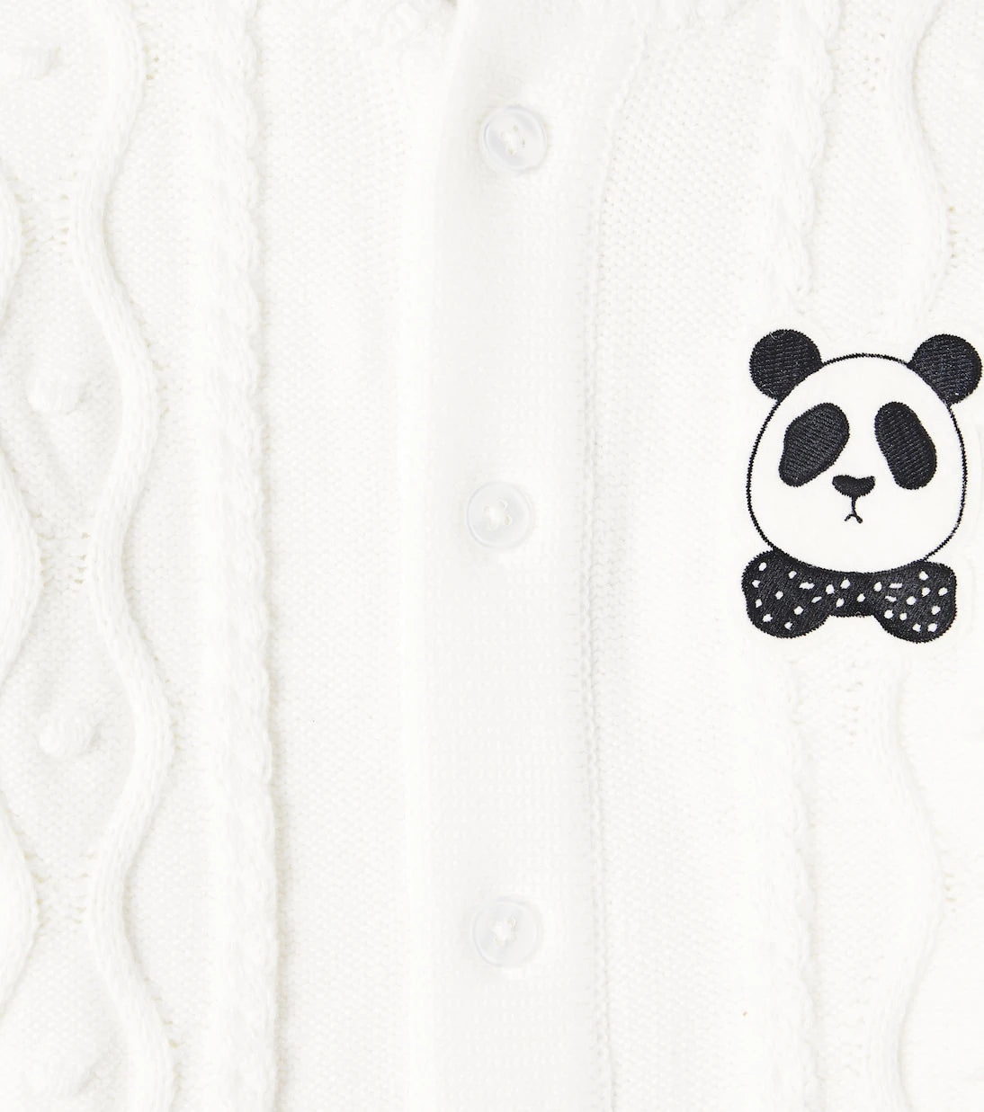 Mini Rodini - Baby Panda cable-knit cotton onesie