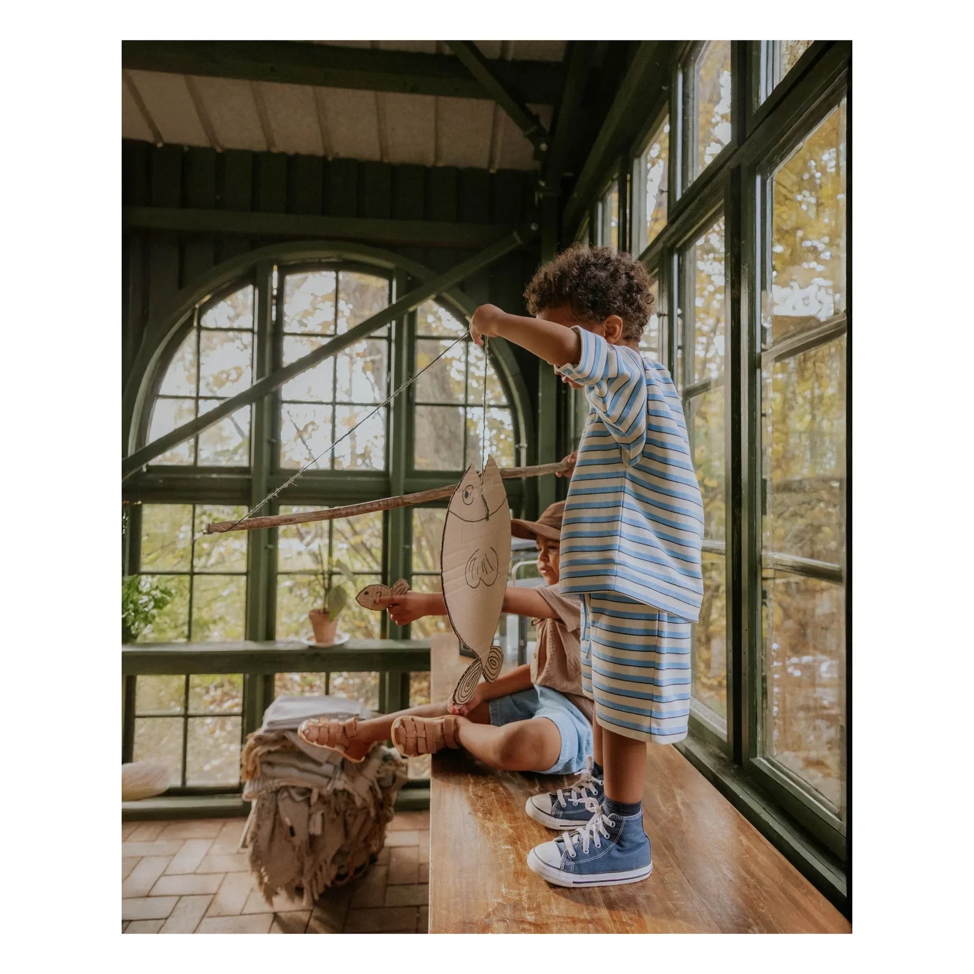 Fliink - Alvin Striped Organic Cotton Shorts | Light blue