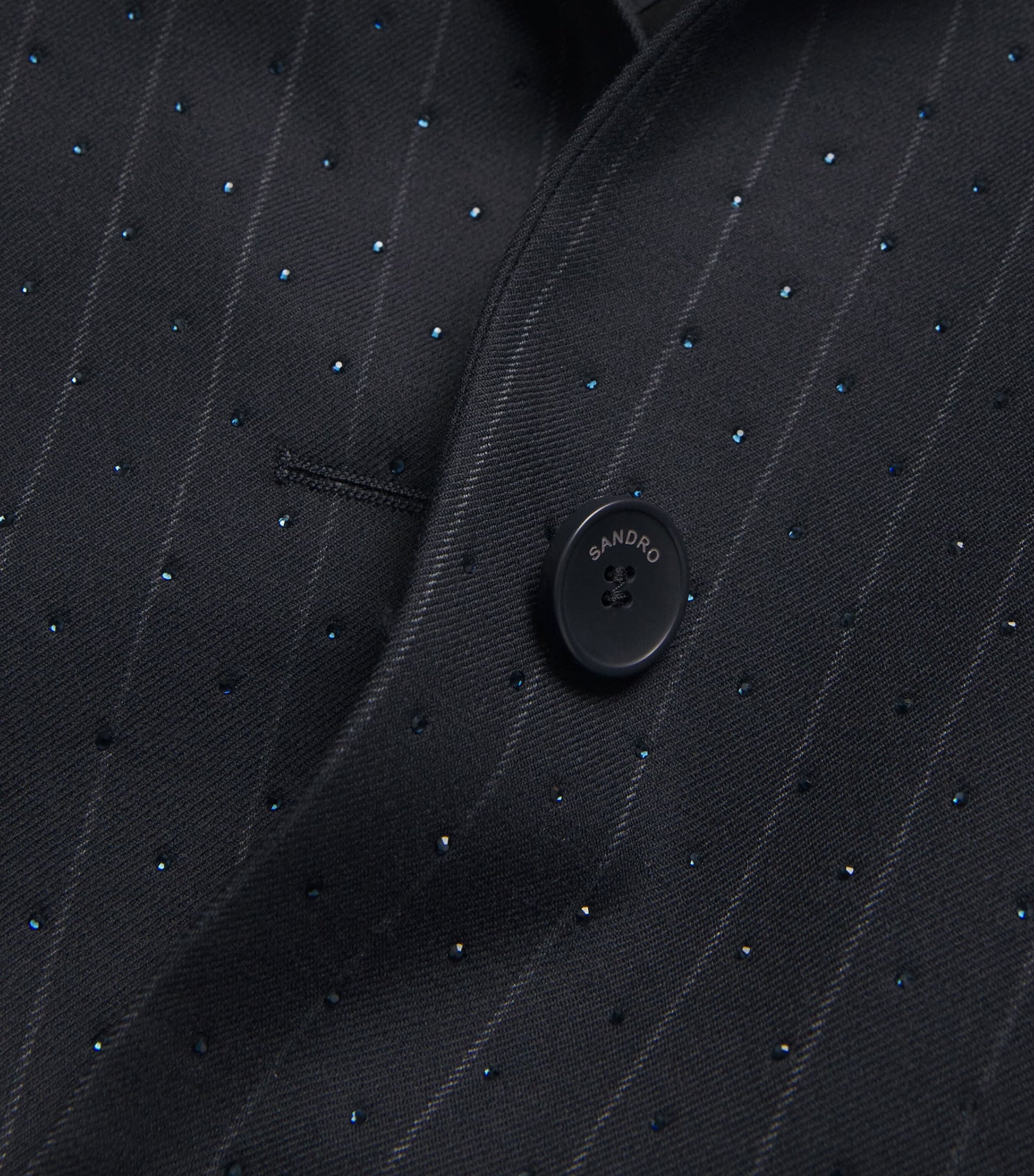 Pinstripe Rhinestone-Embellished Blazer