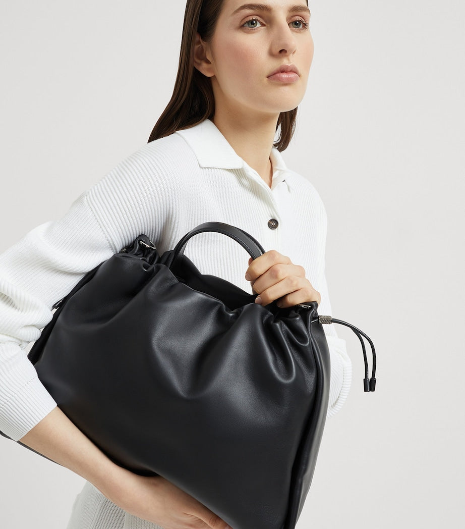 Large Leather Mellow Bucket Bag