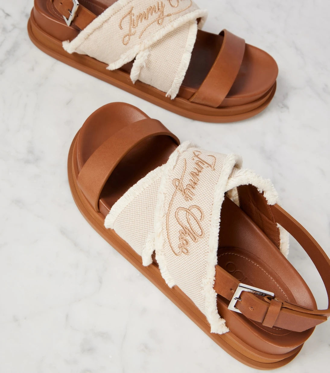 Jimmy Choo - Joa embroidered canvas and leather sandals