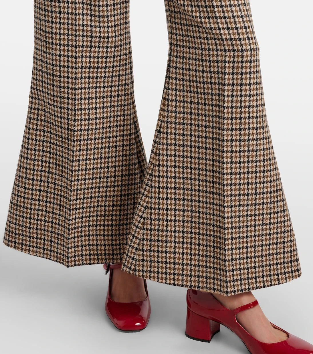 Valentino - Houndstooth cropped virgin wool flared pants