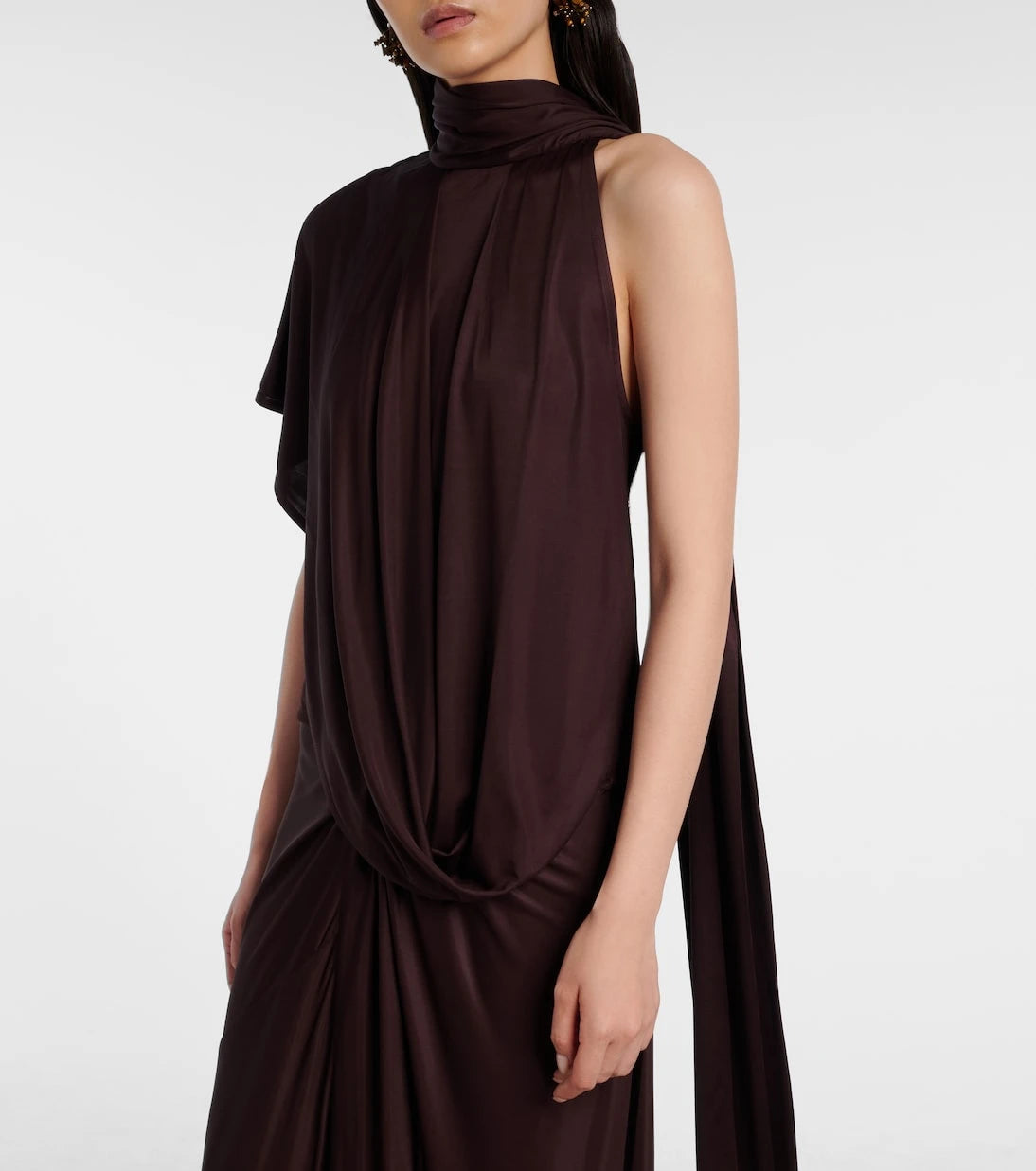 Dries Van Noten - Scarf-detail draped satin top