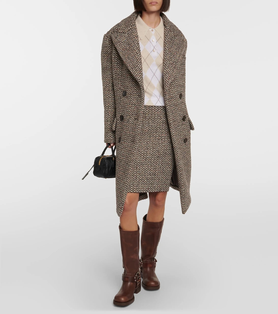 Miu Miu - Wool and silk-blend bouclé pencil skirt