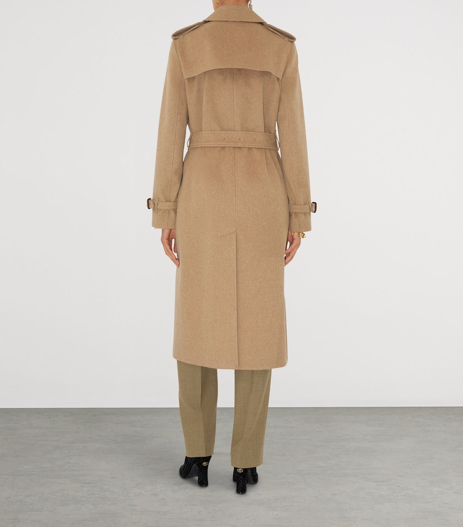 Burberry Beige Cashmere Long Kensington Heritage Trench Coat