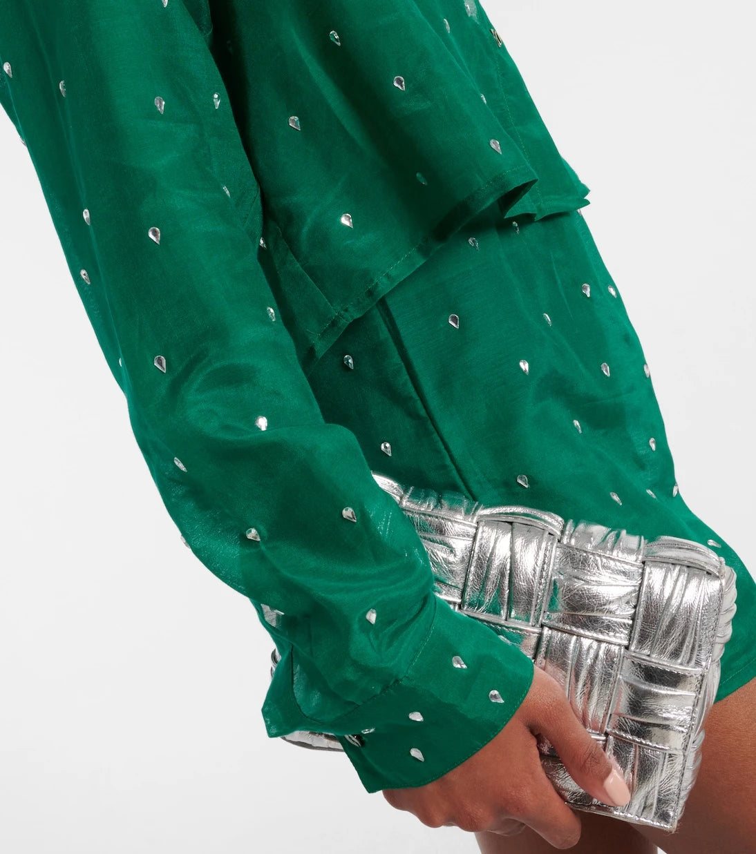 Oséree - Gem crystal-embellished cotton and silk shirt