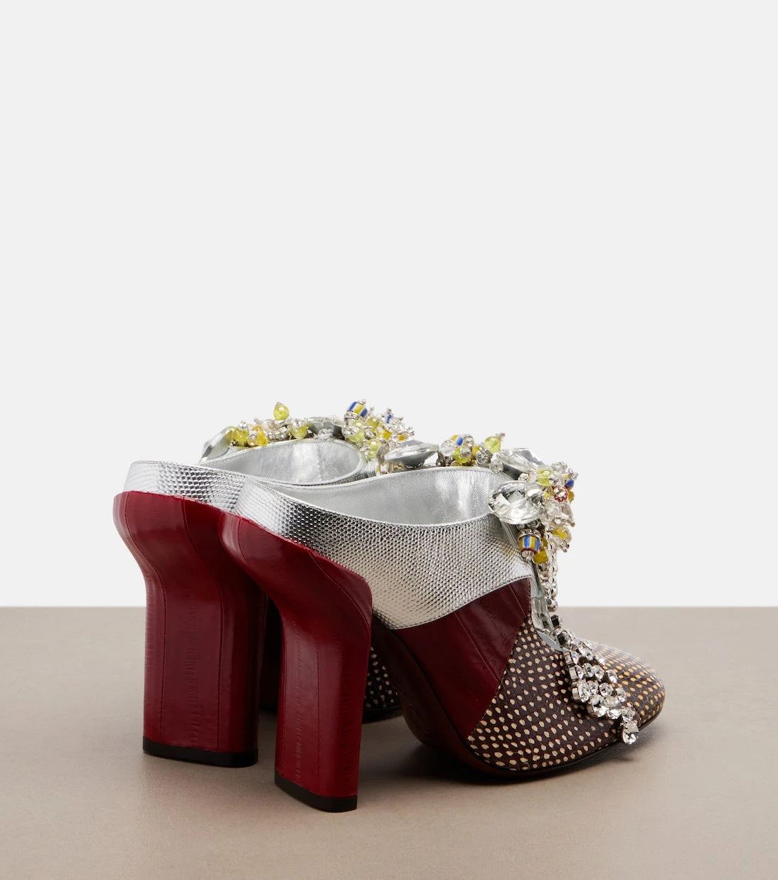 Dries Van Noten - Embellished patchwork leather mules