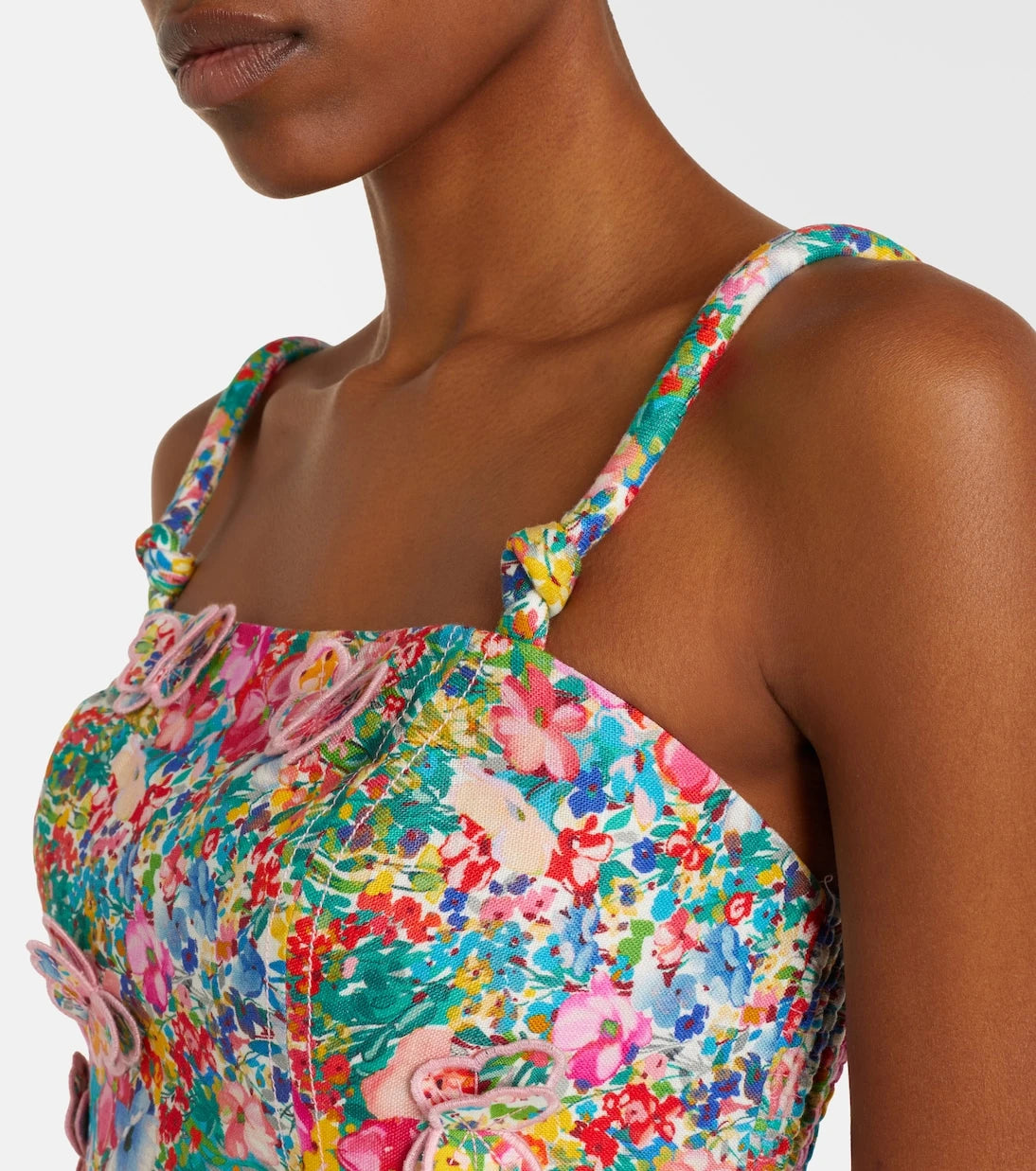 Farm Rio - Appliqué floral linen top
