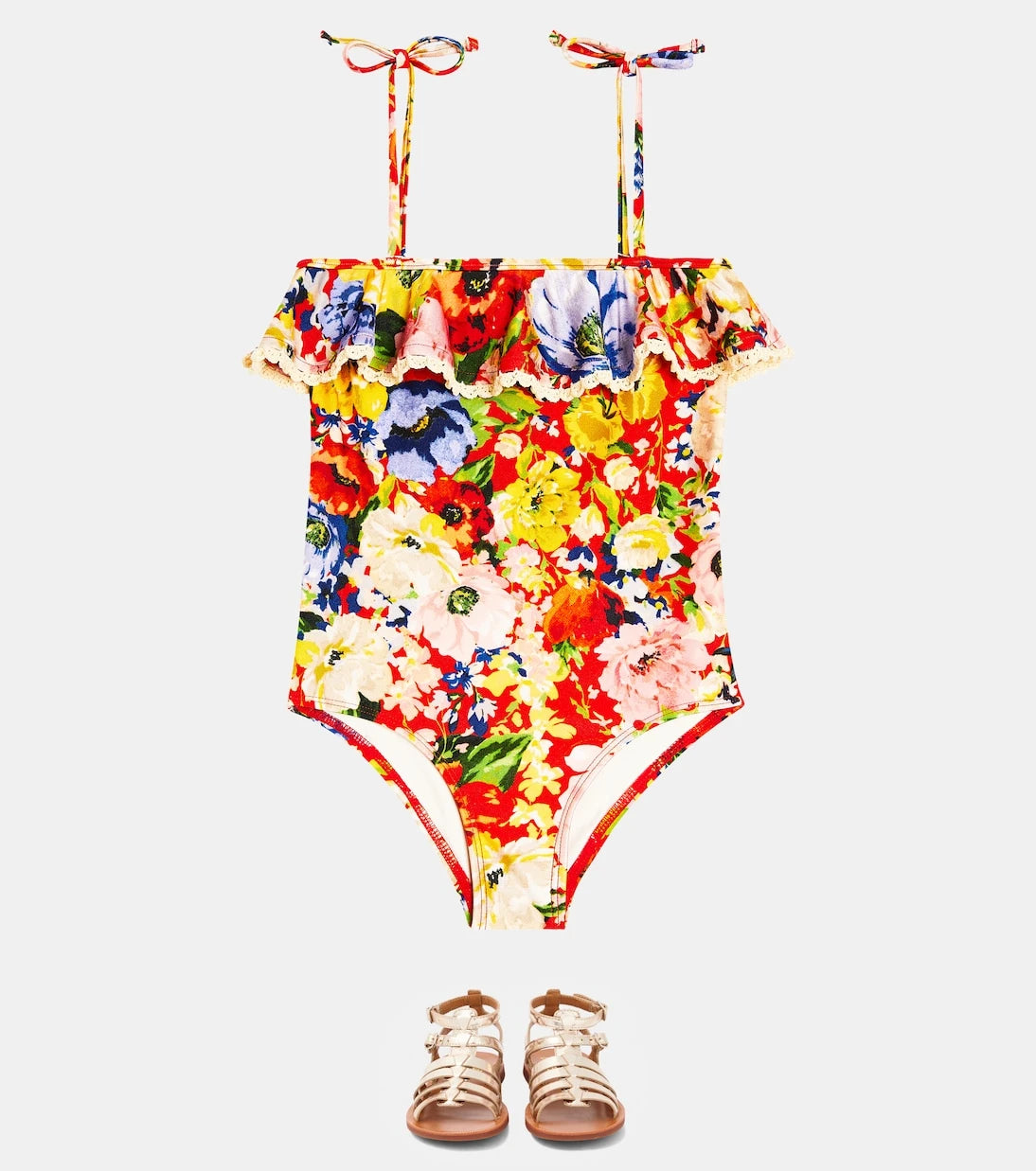 Zimmermann Kids - Alight ruffled floral swimsuit