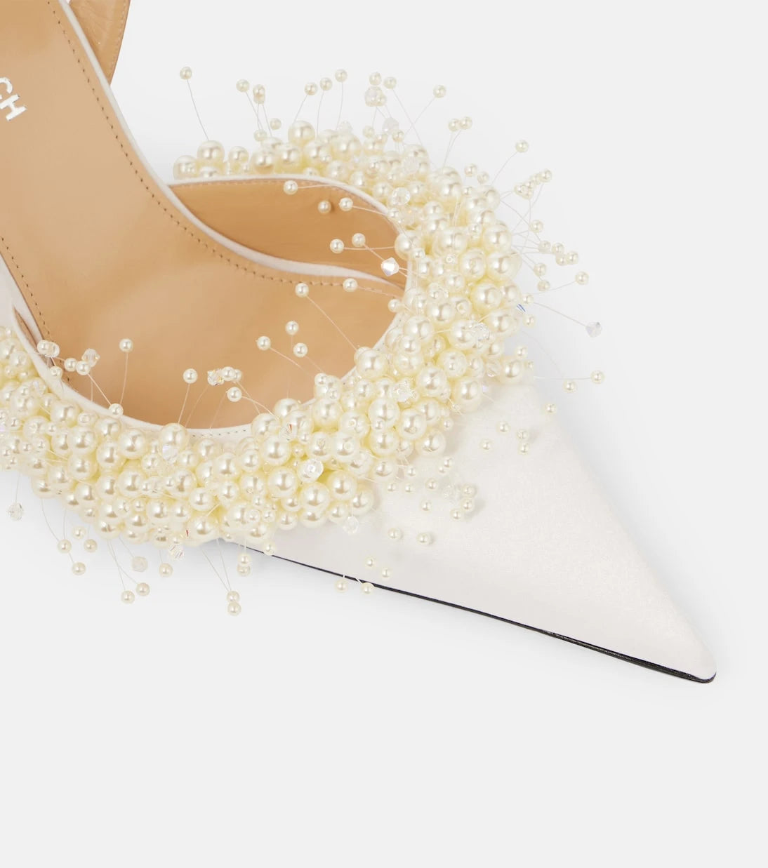 Mach & Mach - Floating Pearl 85 satin slingback pumps
