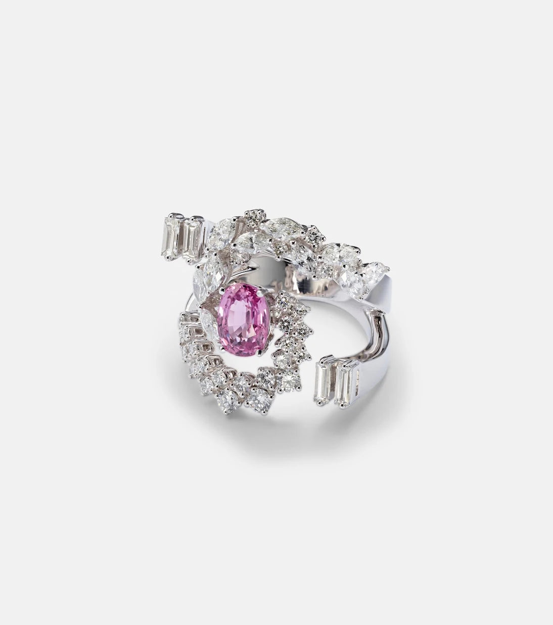 Yeprem - Reign Supreme 18kt white gold ring with diamonds and sapphire