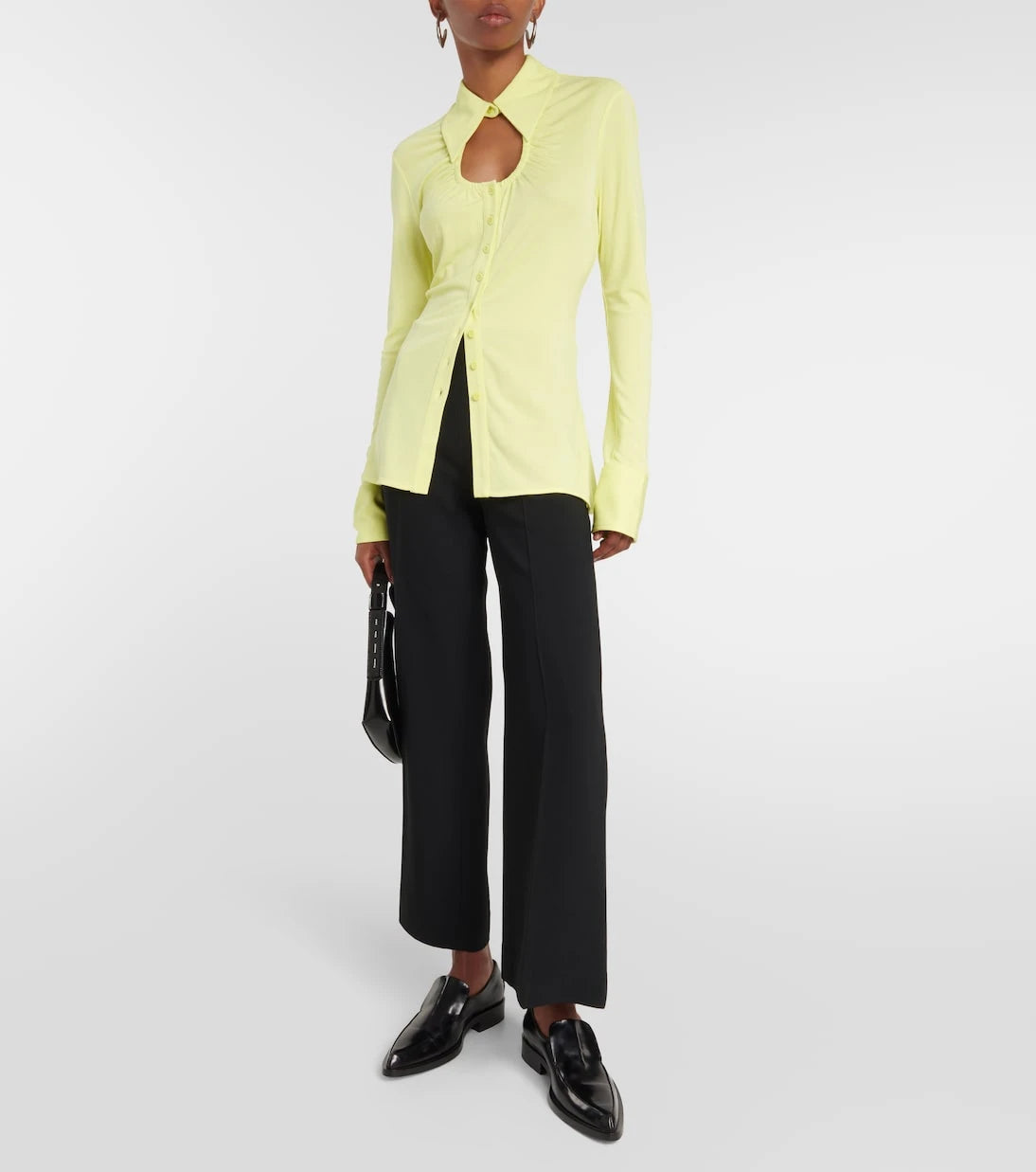 Proenza Schouler - قميص جيرسي أبيض بقصات من White Label