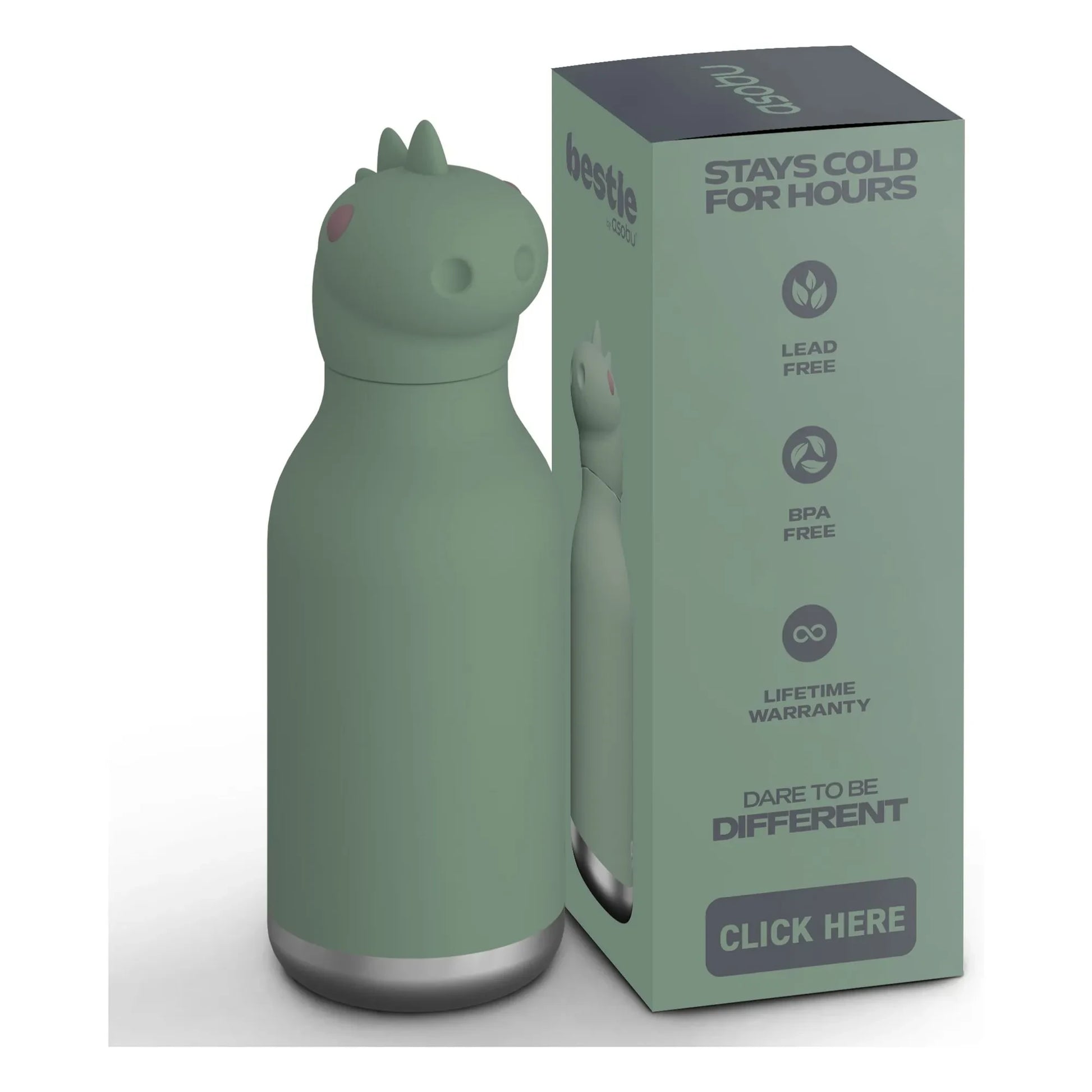 Asobu - Dinosaur stainless steel water bottle | Green