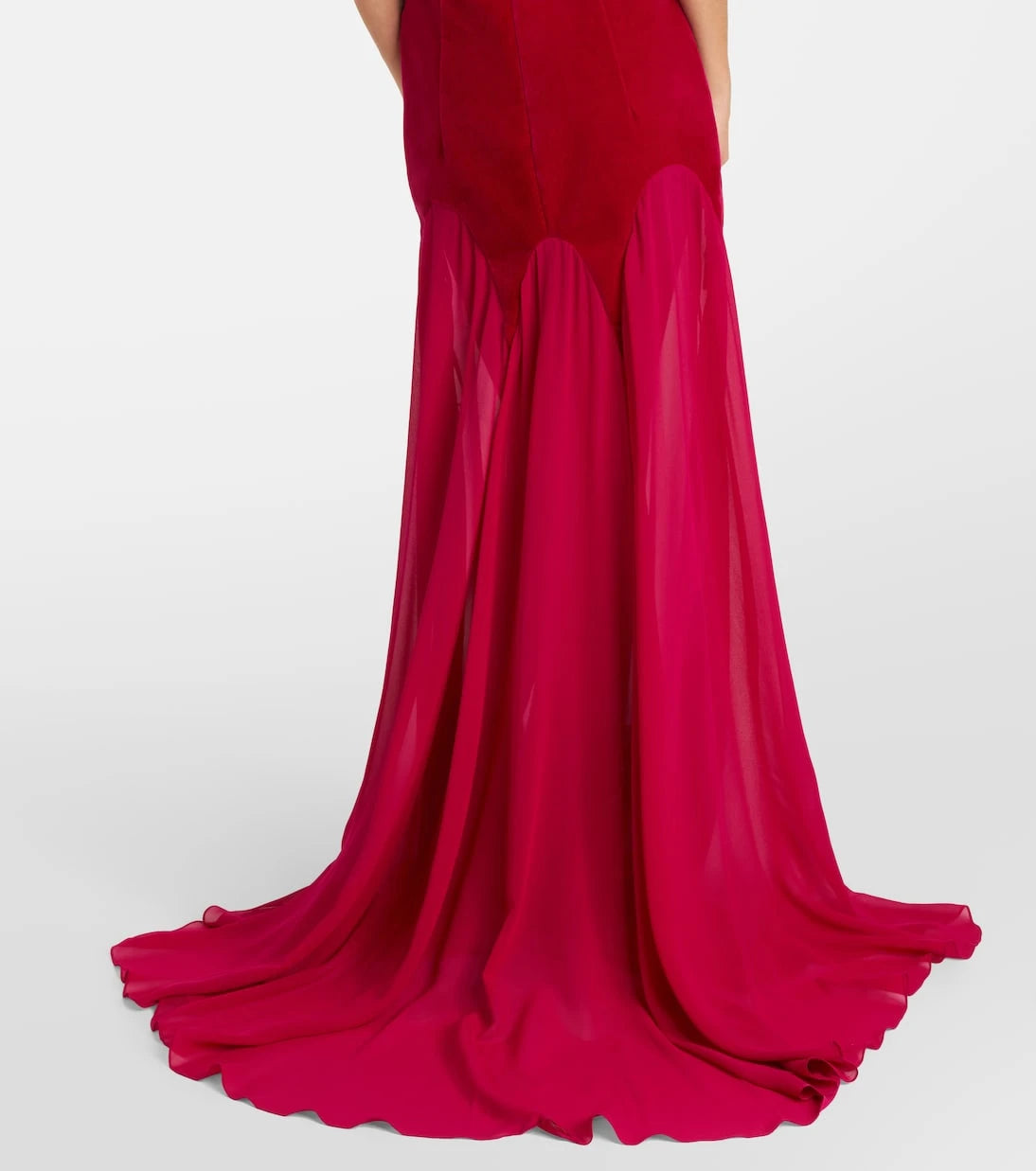 McQueen - Velvet-trimmed silk georgette gown
