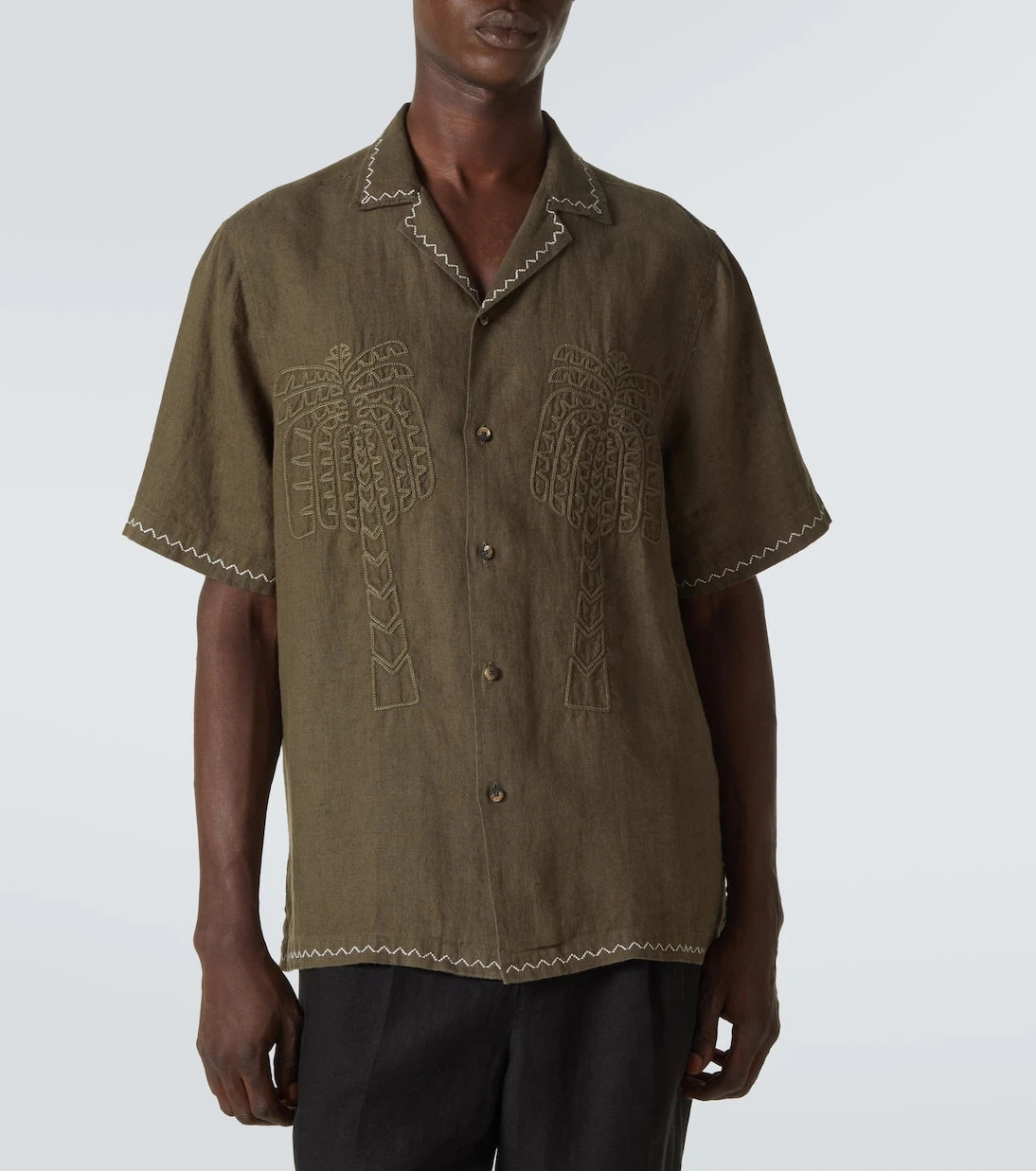 Frescobol Carioca - Flavio embroidered linen bowling shirt
