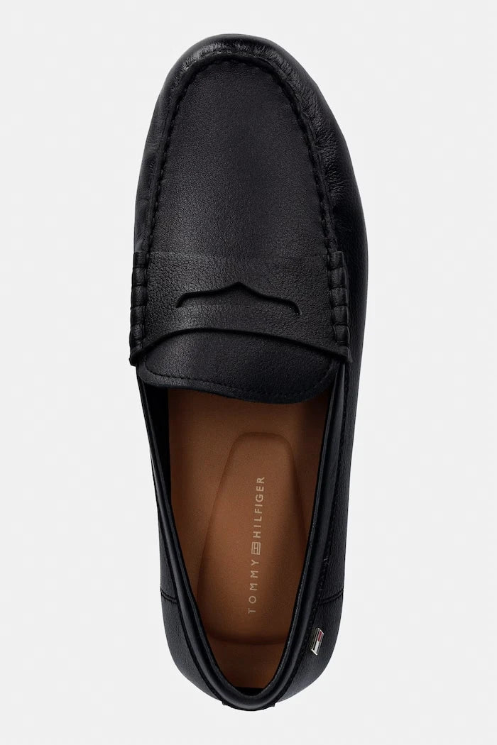 Tommy Hilfiger мокасини дамски от кожа FLAG LEATHER DRIVER LOAFER