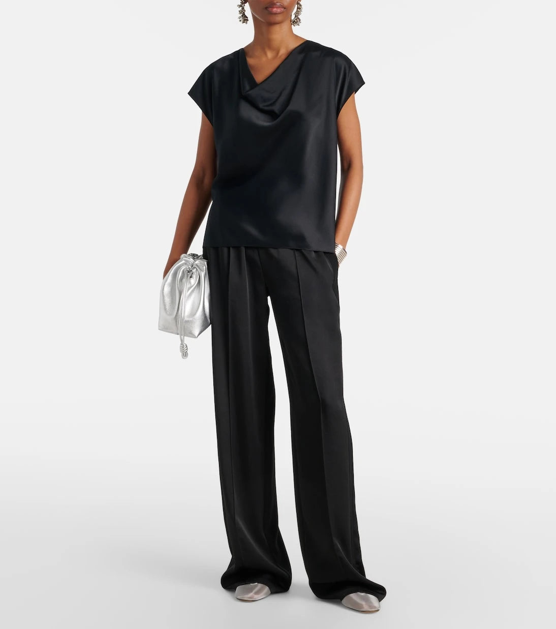 Vince - Draped silk satin top