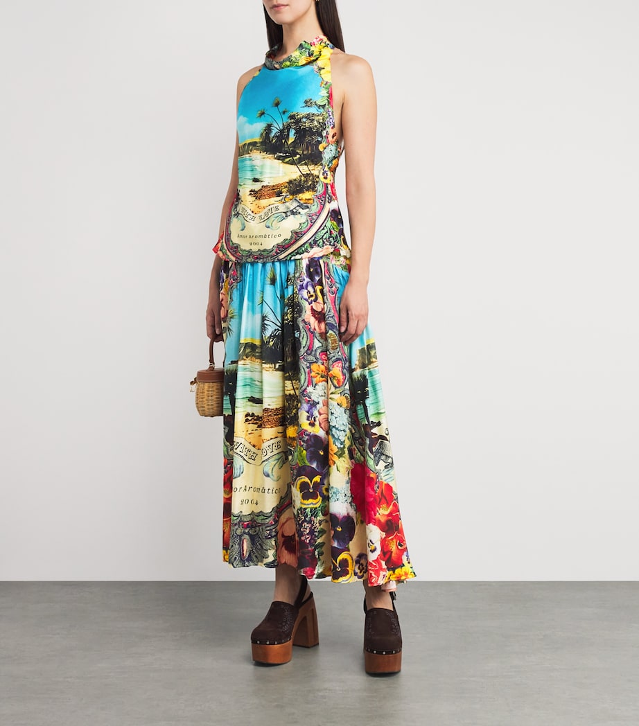 Camilla Multi Silk Bathing Bombshell Maxi Skirt